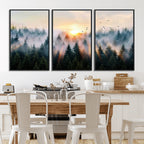 Abstract Forest Wall Art, Serene Nature Canvas Print with Misty Forest Design for Modern Home Decor
