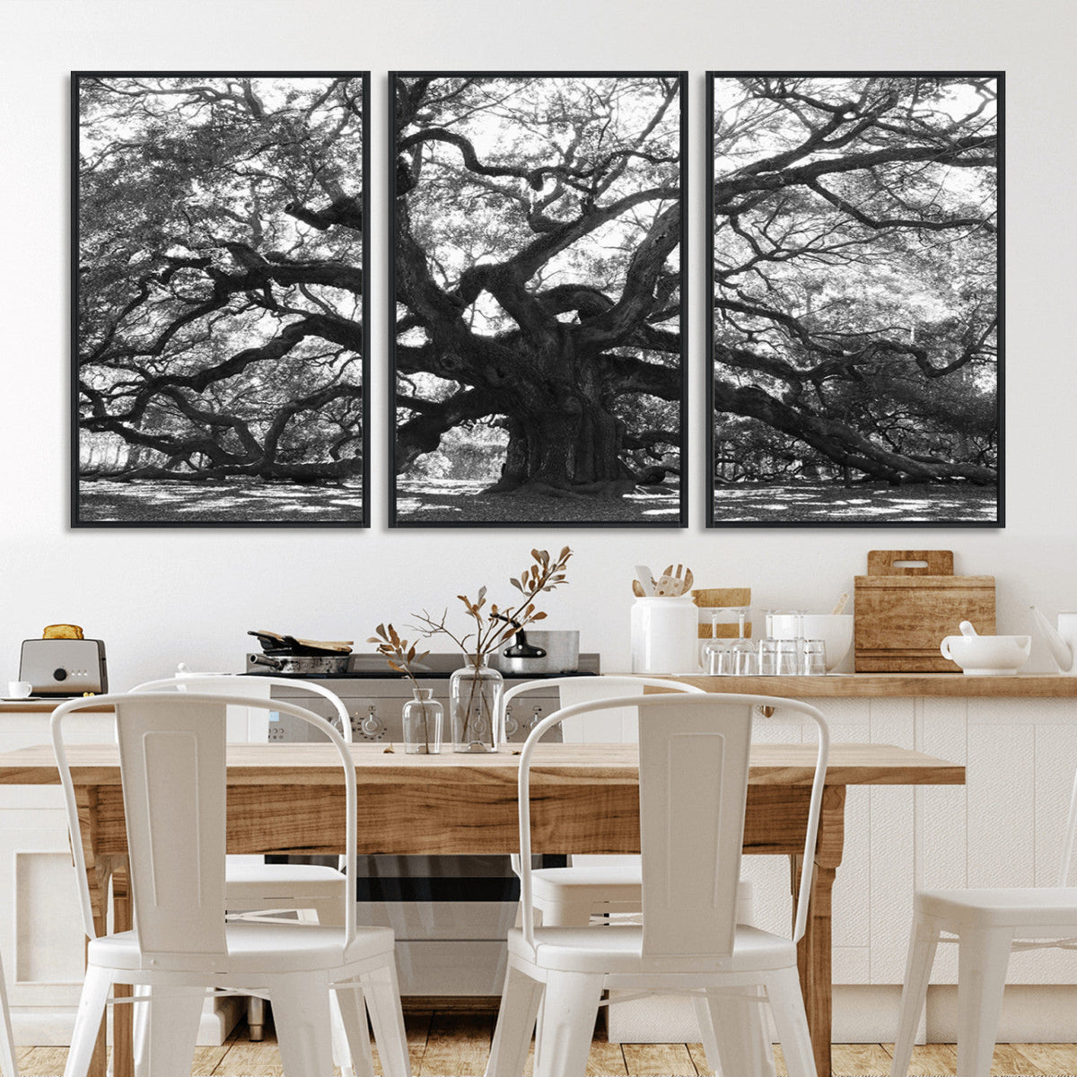 Ancient Oak Wall Art Canvas Print | Gnarled Tree with Twisted Branches