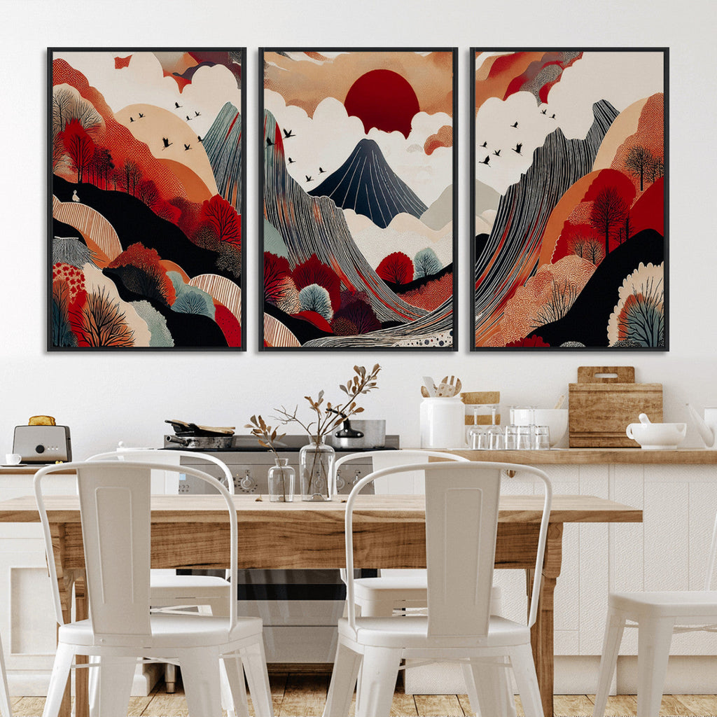 Abstract Mountain Wall Art Canvas Print | Vibrant Stylized Landscape