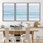 Ocean Wave Surfer Wall Art | Framed Minimal Seascape Canvas