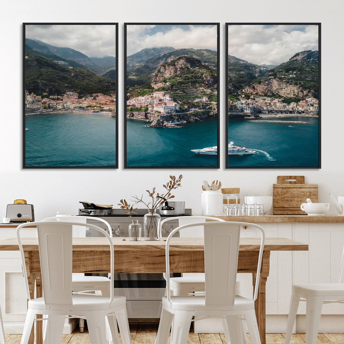 Amalfi Coast Wall Art | Framed Italian Seaside Canvas