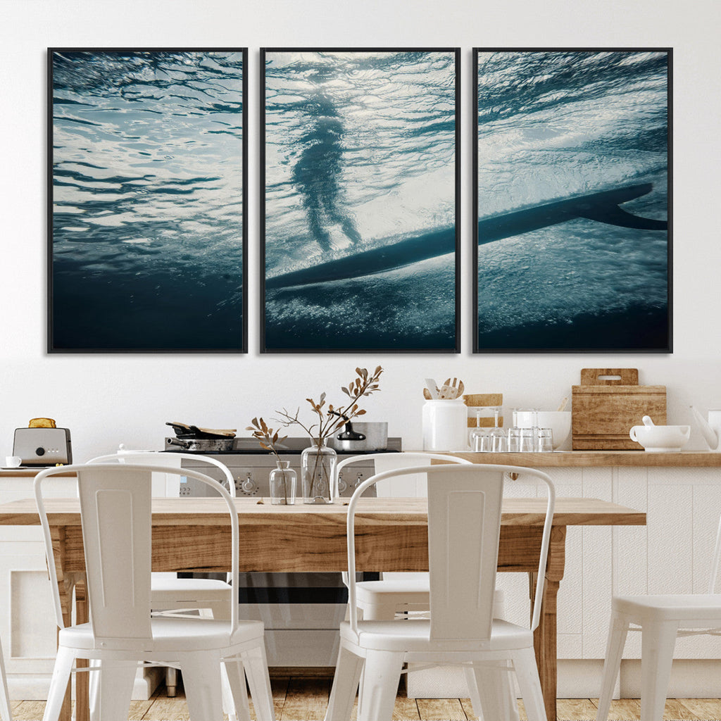 Underwater Surf Wall Art | Framed Ocean Wave Canvas Artwork