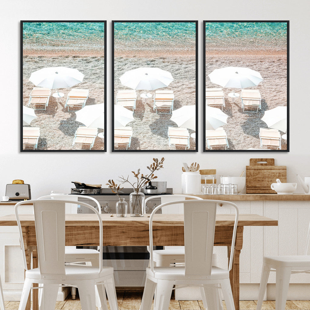 Calm Beach Wall Art | Framed Turquoise Water Canvas Artwork