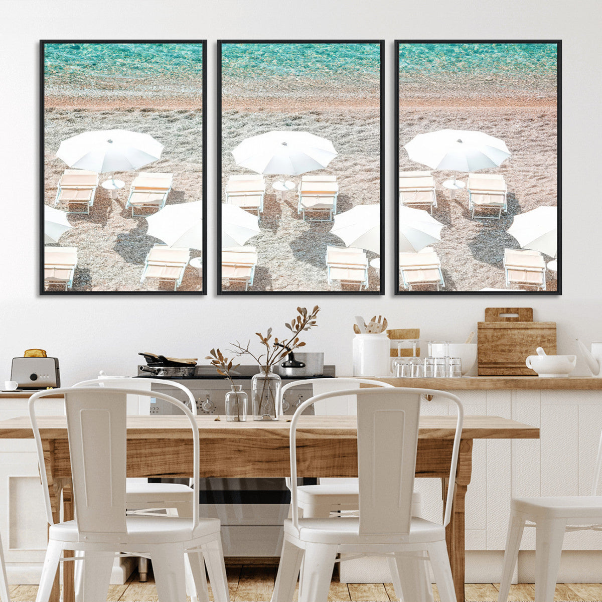 Calm Beach Wall Art | Framed Turquoise Water Canvas Artwork