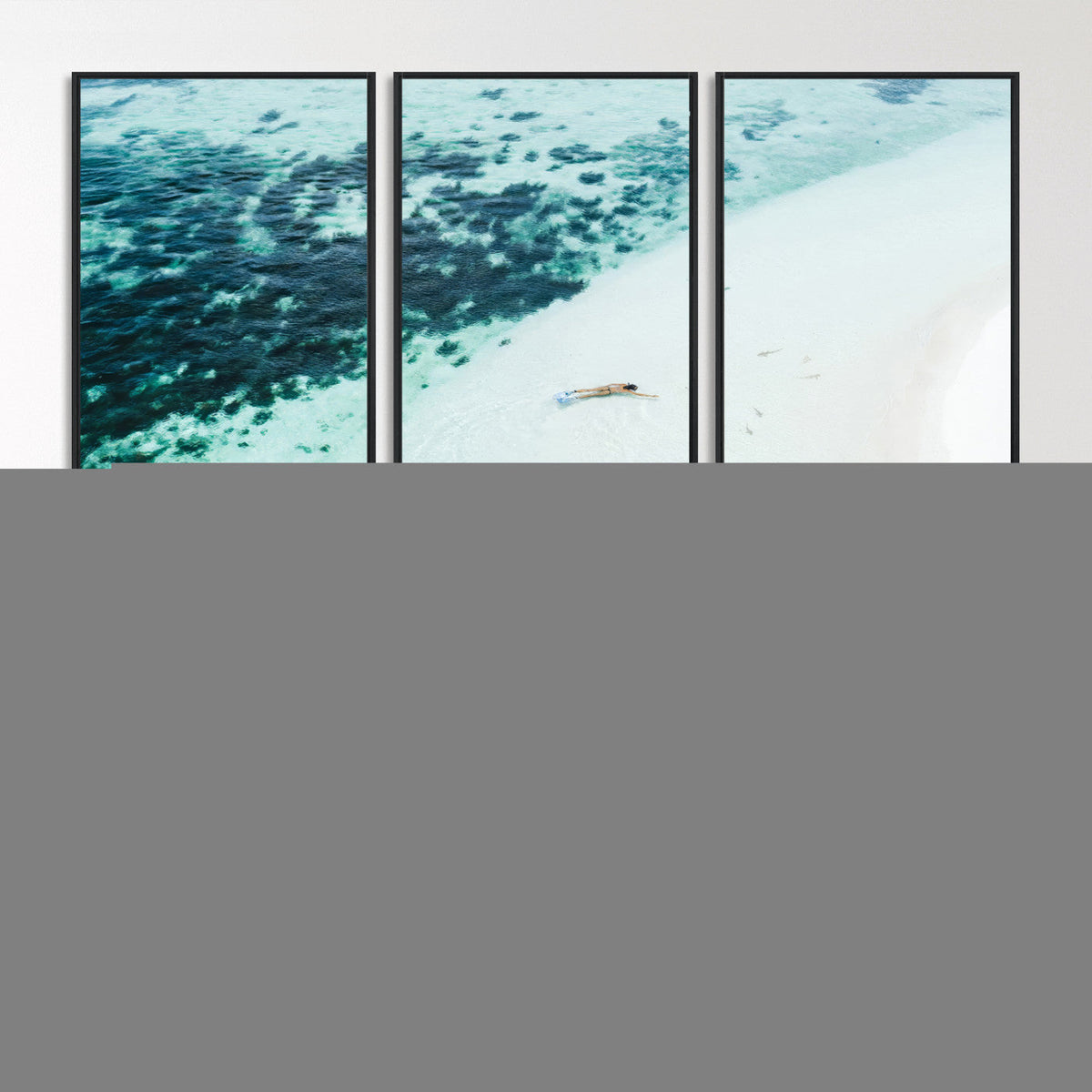 Minimal Beach Wall Art | Framed Ocean Swimming Canvas