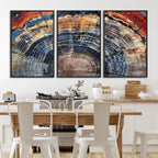 Tree Rings Wall Art Canvas Print, Framed Petrified Wood Modern Rustic
