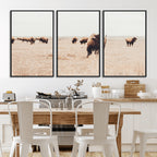 Bison Herd Wall Art Canvas Print, Framed Western Prairie Serenity