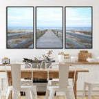 Beach Boardwalk Wall Art Canvas Print, Framed Coastal Serenity Ocean View