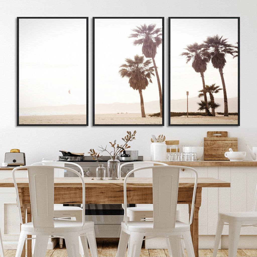 Coastal Light Wall Art Canvas Print, Framed Relaxing Shoreline Art, Minimalist Ocean Tropical Decor