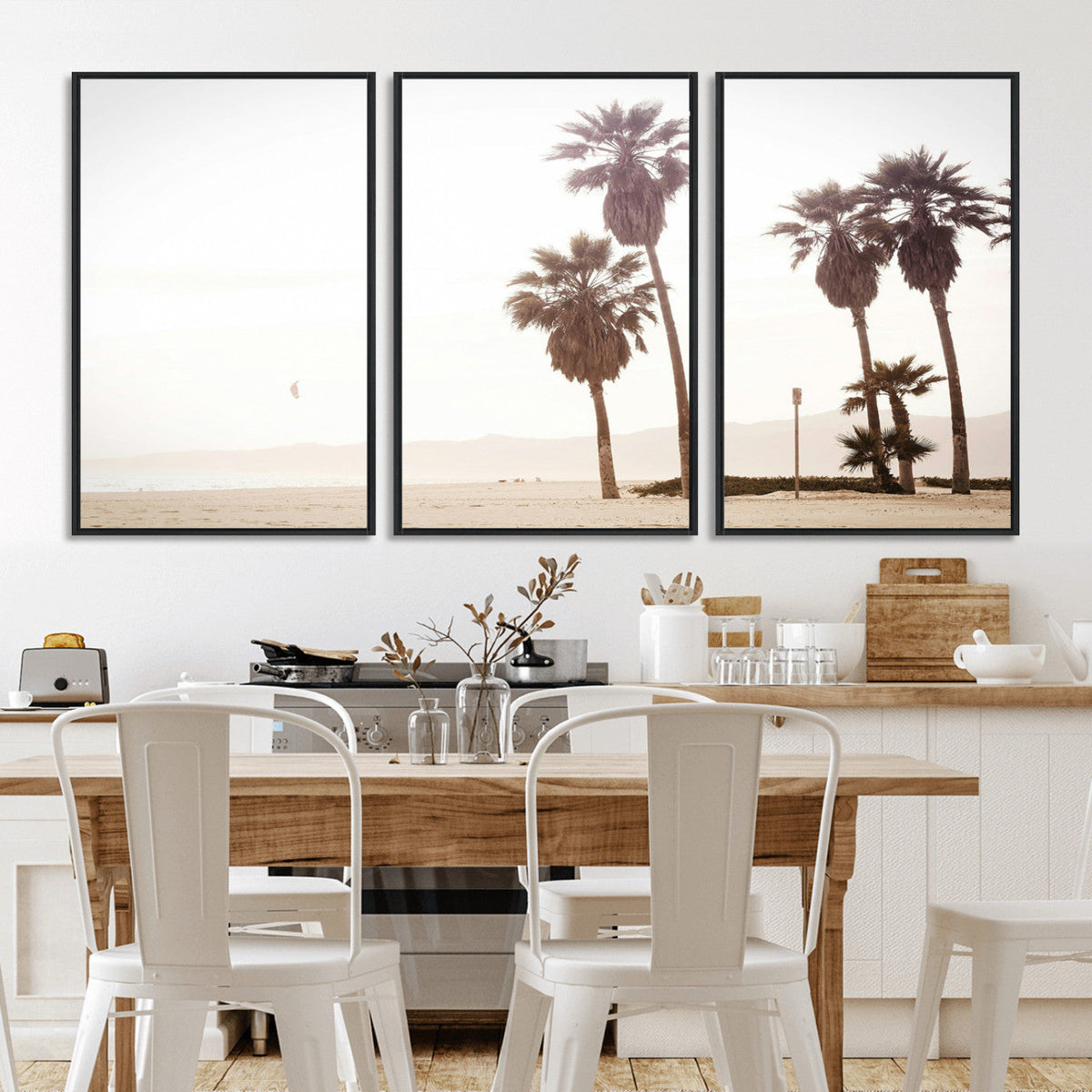 Coastal Light Wall Art Canvas Print, Framed Relaxing Shoreline Art, Minimalist Ocean Tropical Decor
