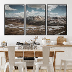 Mountain Landscape Wall Art Canvas Print, Framed Snowy Peaks Art, Rugged Highlands Rustic Adventure Decor