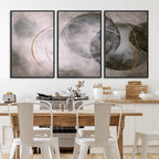 Abstract Grey Gold Wall Art | Modern Geometric Canvas