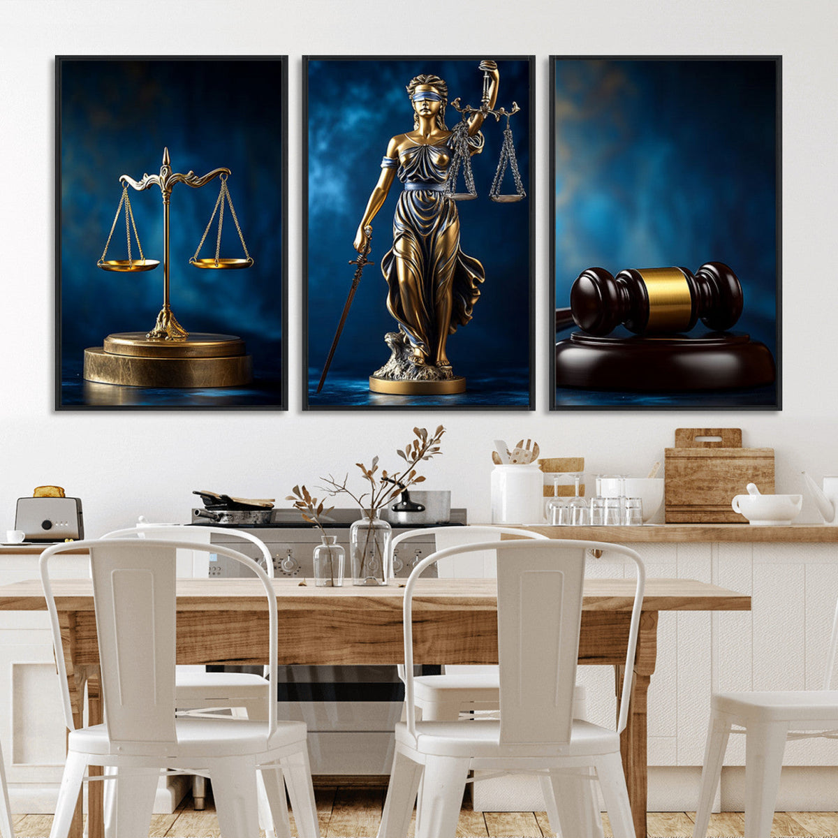 Justice Scales Statue Wall Art, Lady Justice Canvas Print