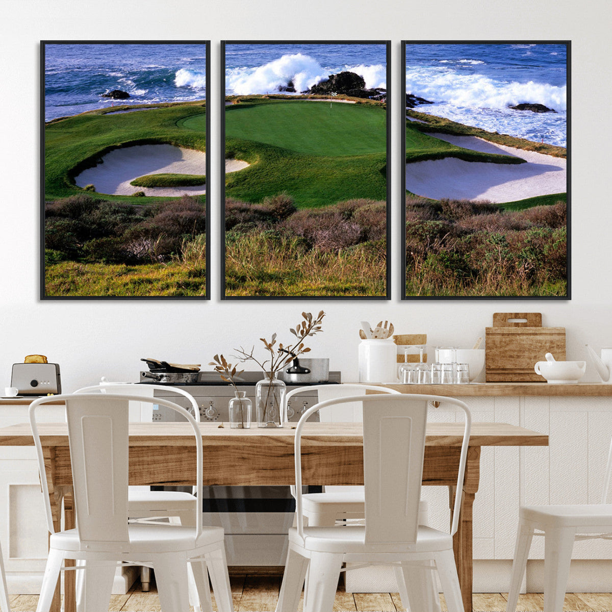 California Pebble Beach Golf Links Wall Art Canvas Print, Iconic Monterey Coastal Golf Course