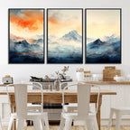 Warm Clouds Abstract Mountain Wall Art, Modern Landscape Canvas Print