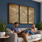 Dark World Map Canvas Print | Framed Travel Map Wall Art