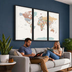Pastel Colors World Map Wall Art Canvas Print