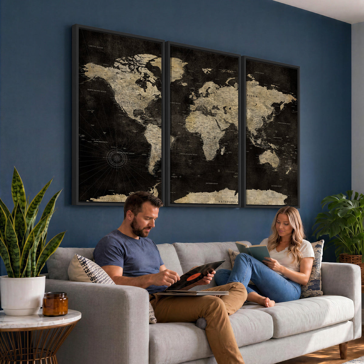Push Pin World Map Canvas Wall Art Print, Interactive Travel Map