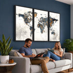 World Map Wall Art Canvas Print for Office Wall Decor