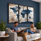 Rustic World Map Canvas Print | Framed Wall Art for Couples