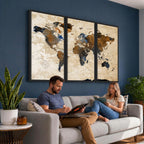World Map Canvas Art Print | Framed Travel Map Wall Art