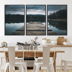 Wooden Bridge Near Lake Wall Art Canvas Print