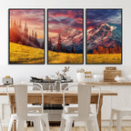 Mountain and Daylight Red Sunset Wall Art Canvas Print