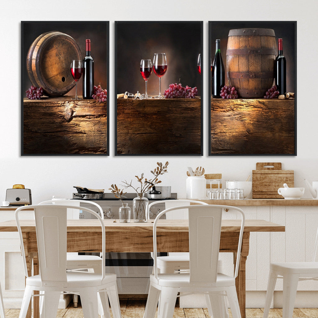 Wine and Barrels Wall Art Canvas Print