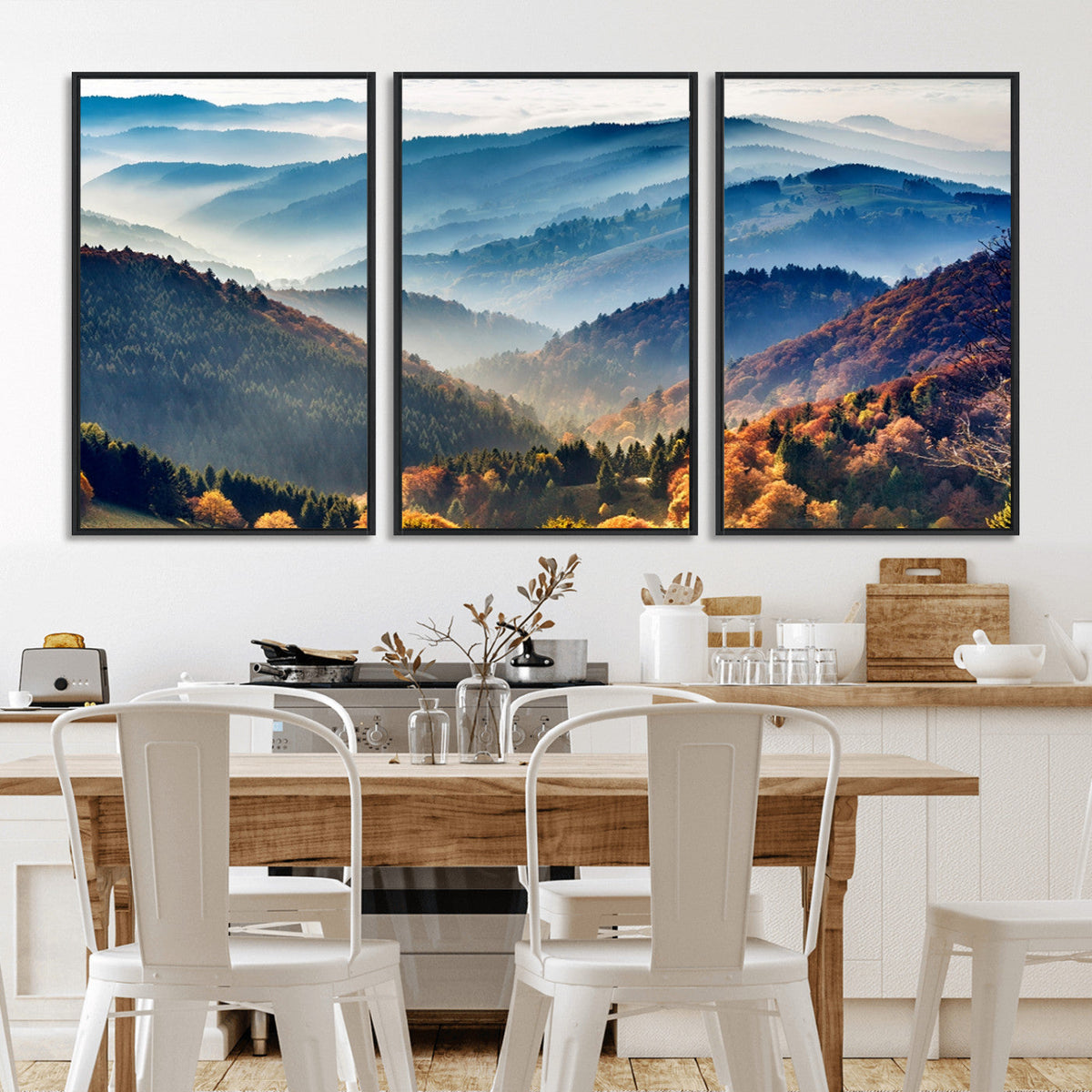 Mountains Forest Autumn Wall Art Canvas Print