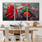 Red Chili Peppers Wall Art Kitchen Artwork Canvas Print