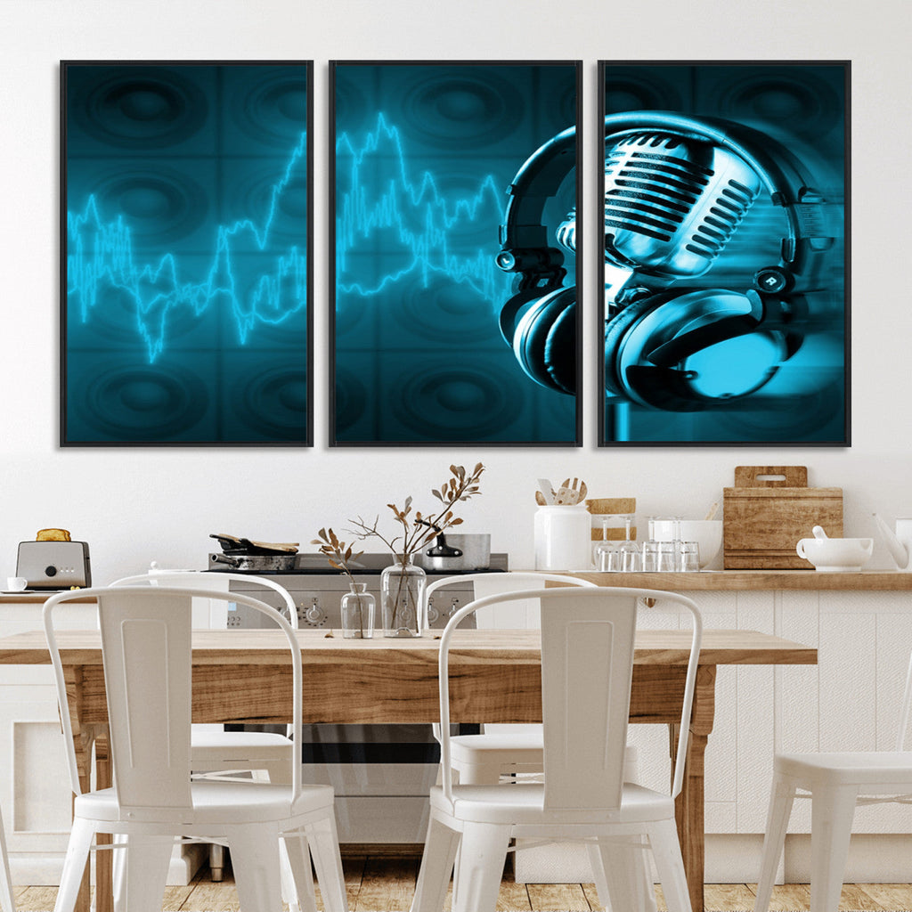 Music and Microphone Wall Art Canvas Print