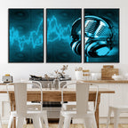 Music and Microphone Wall Art Canvas Print