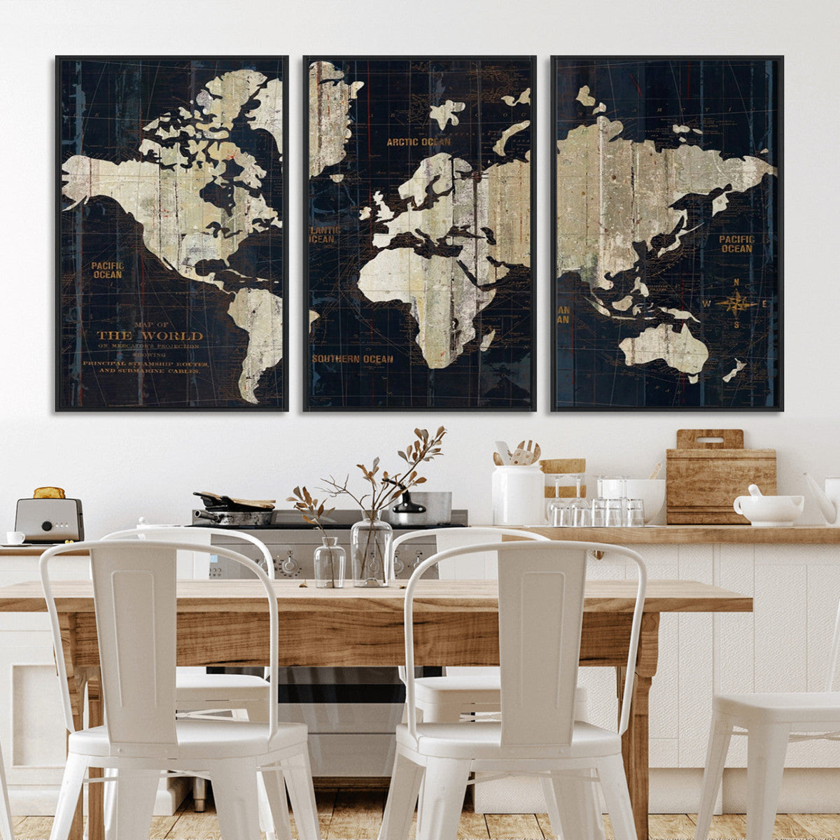 Antique Old World Map Wall Art Canvas Print