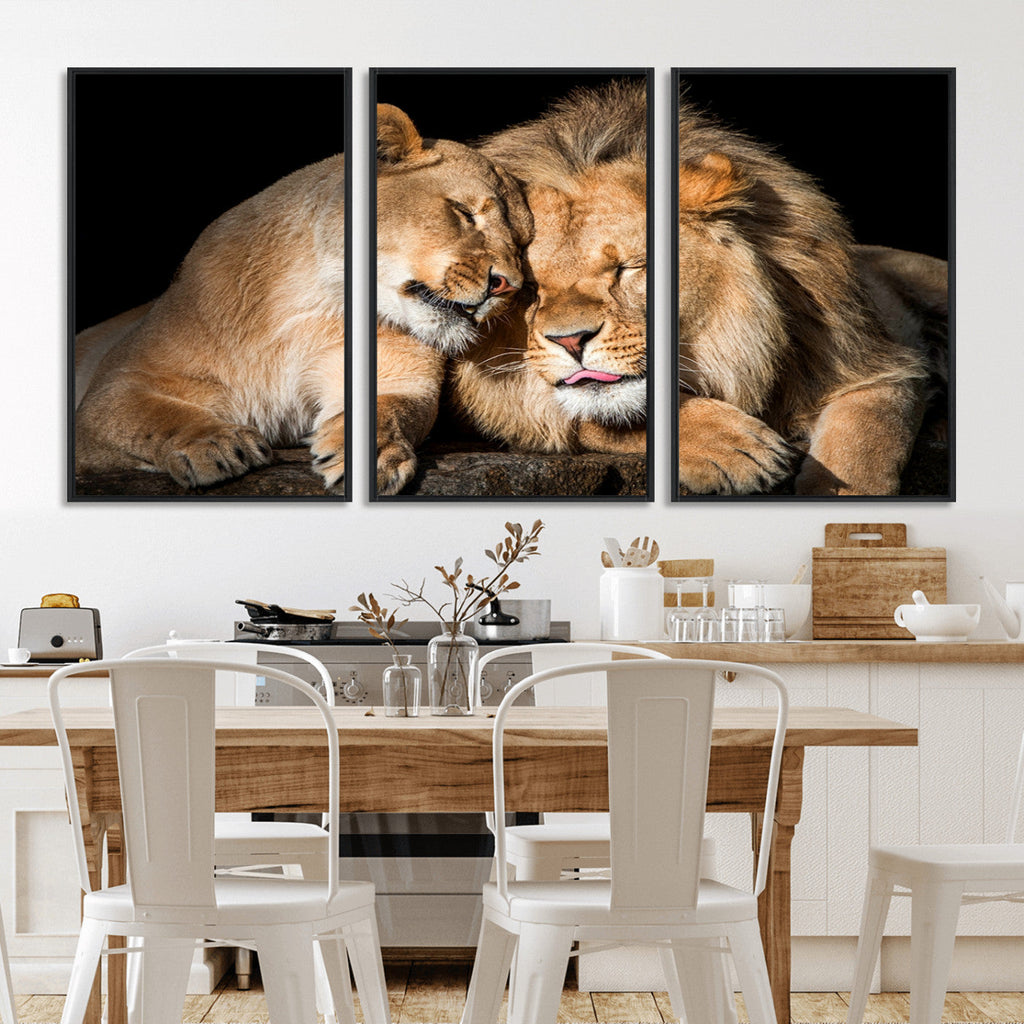 Lion and Lioness Wall Art Canvas Print | African Wildlife Animal Art