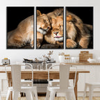 Lion and Lioness Wall Art Canvas Print | African Wildlife Animal Art