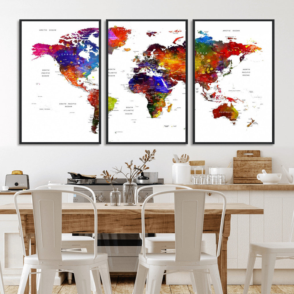 World Map Canvas Print | Detailed Map of the World Wall Art