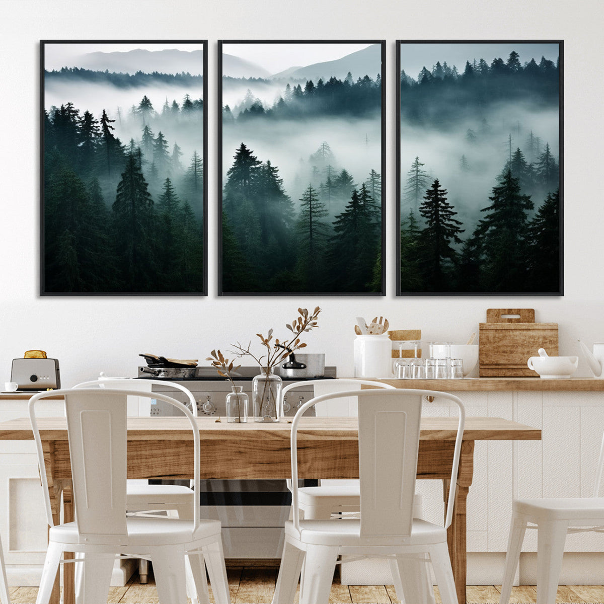 Captivating Misty Forest Wall Art Canvas, Premium Canvas Print of a Foggy and Serene Atmosphere