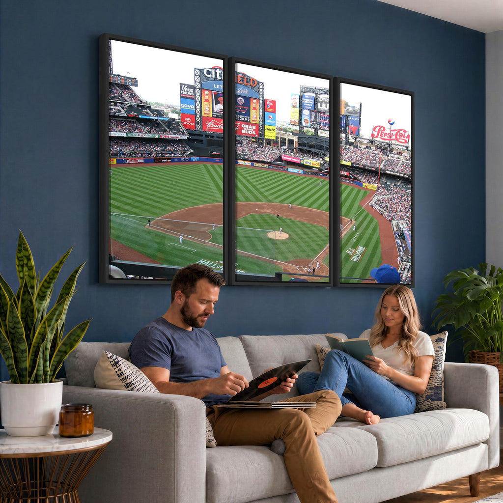 New York Mets Baseball Team Print, Citi Field Baseball Stadium Wall Art