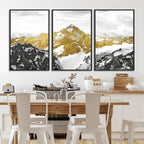 Gold Abstract Mountains Wall Art Print on Canvas, Nature Wall Art Print