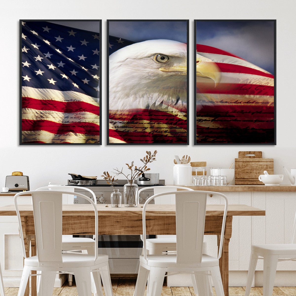 American Flag Eagle Symbol Wall Art Canvas Print, Patriotic American Flag Eagle Wall Art