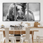 Black and White Horse Winter Wall Art, Ready to Hang