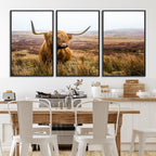 Scottish Highland Cow Canvas Wall Art, Rustic Farmhouse Decor
