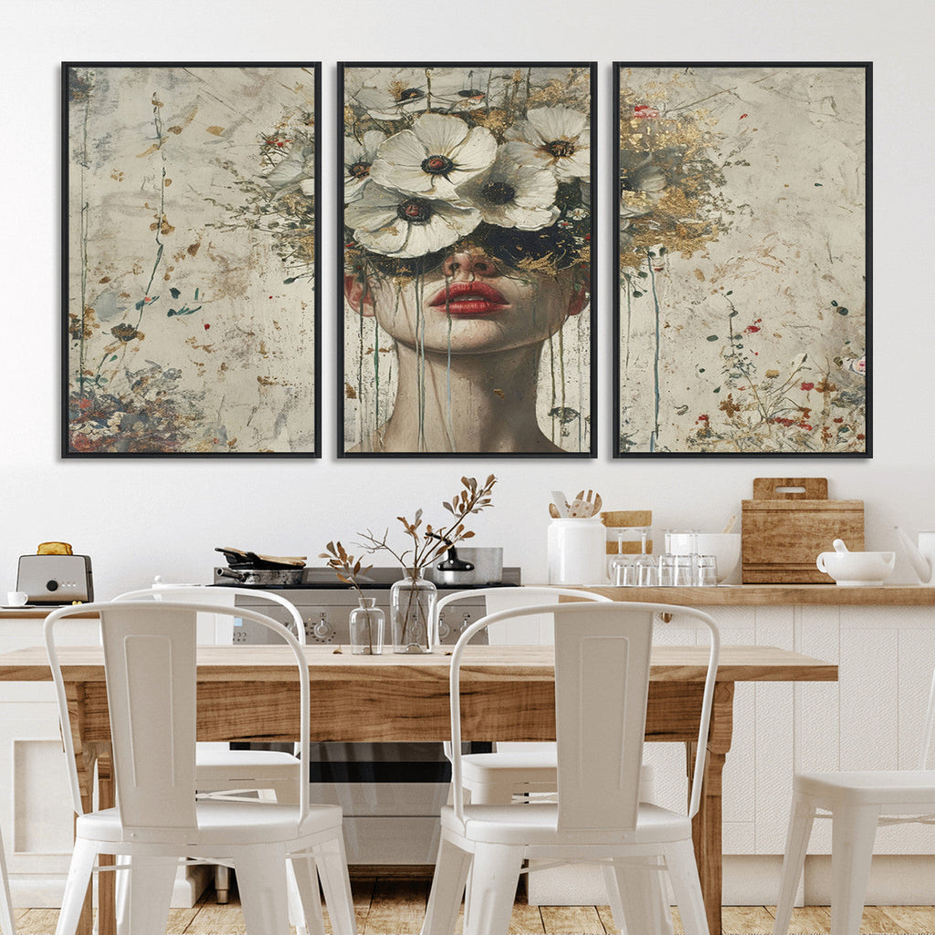 Abstract Floral Women Pastel Wall Art Canvas Print