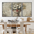 Abstract Floral Women Pastel Wall Art Canvas Print