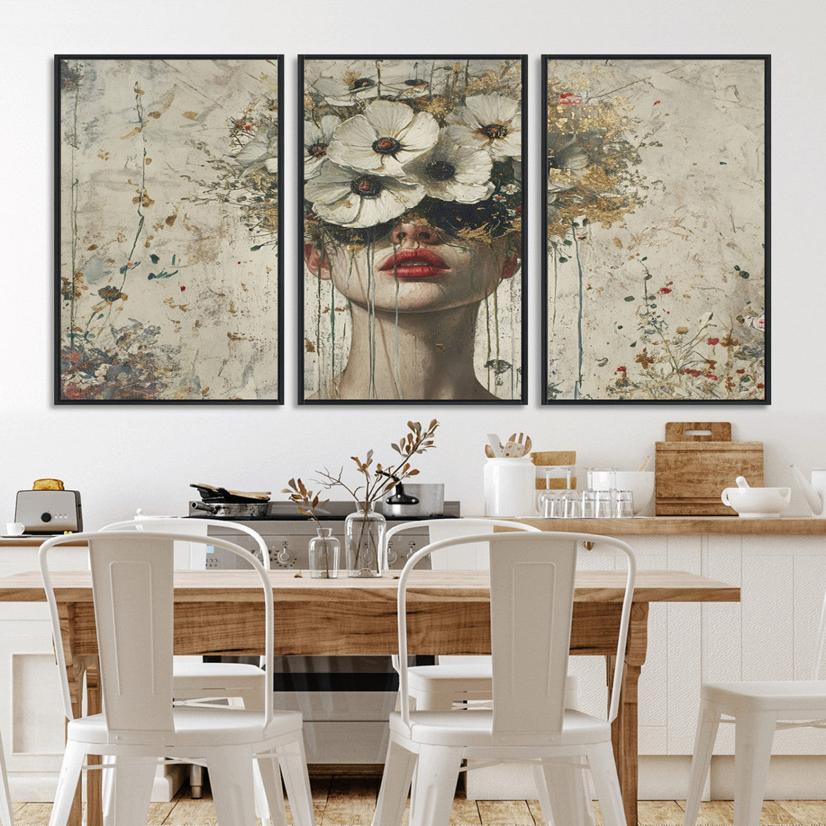 Abstract Floral Women Pastel Wall Art Canvas Print