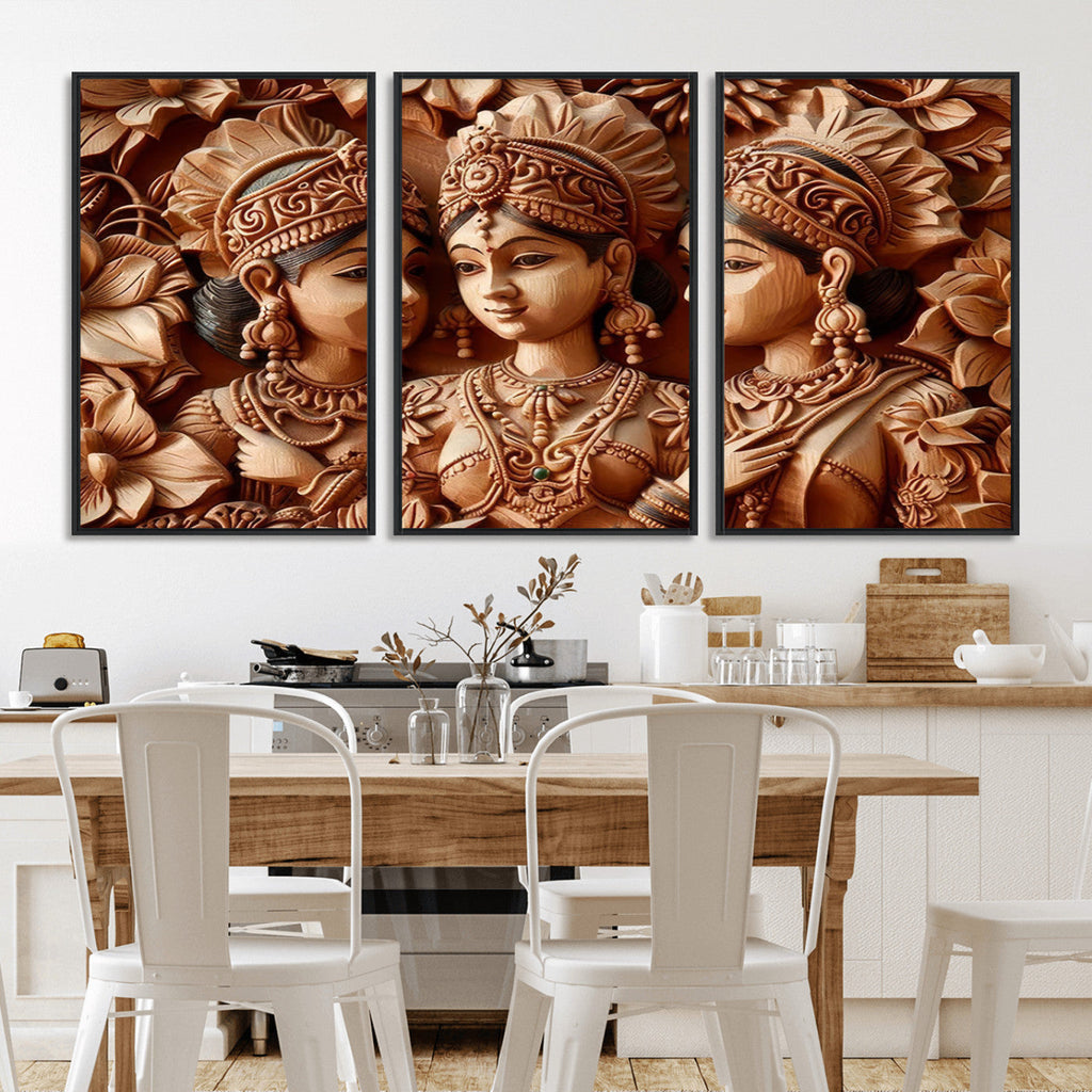 Indian Woman Statue Wall Art Canvas Print