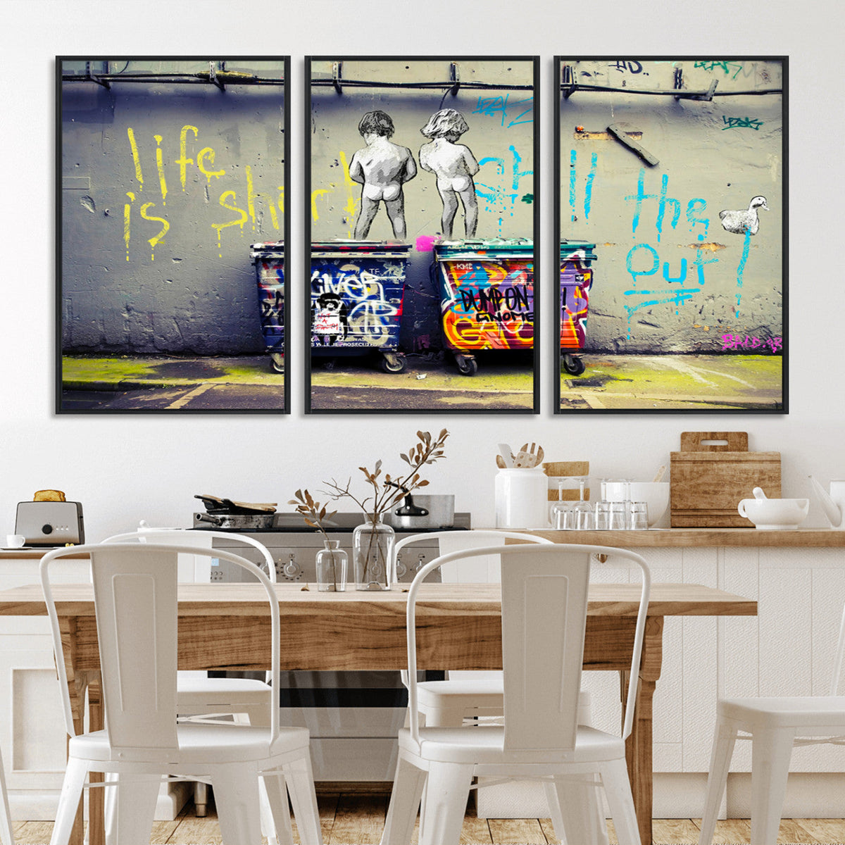 Banksy Life is Short Wall Art, Iconic Graffiti Street Art Canvas Print