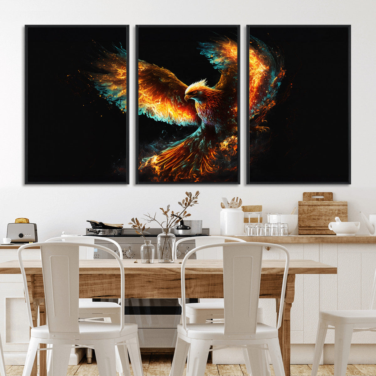 Fiery Phoenix Canvas Print | Ready to Hang Wall Art | Bold Fantasy Decor