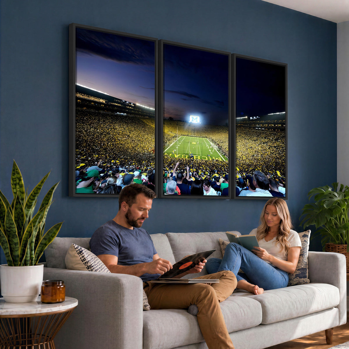 University of Michigan Wolverines Football Team Print, Ann Arbor, Extra Large Game Room Wall Decor
