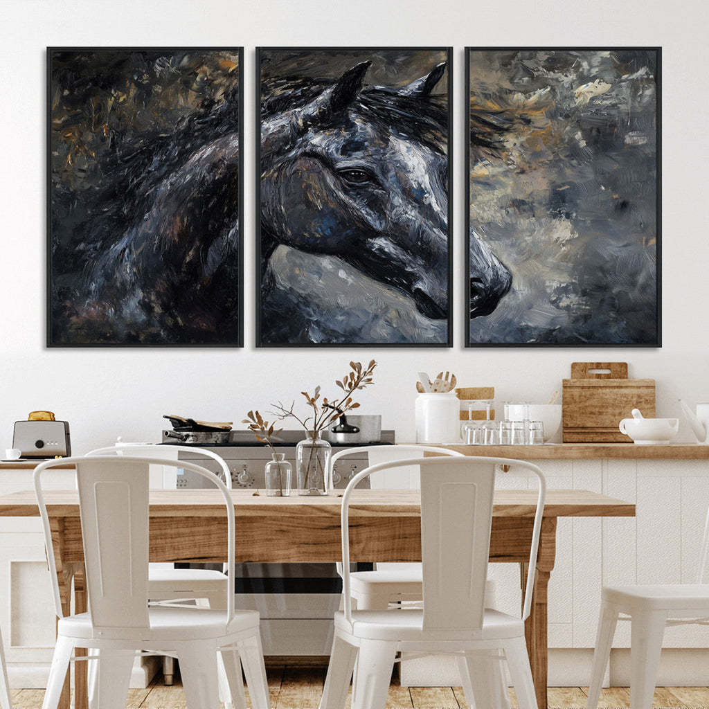 Large Abstract Horse Wall Art Canvas Print, Farmhouse Wall Art